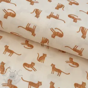 Dvoslojna gaza/muslin Leopards ecru digital print