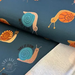 Kosmatena prevešanka Snails petrol digital print