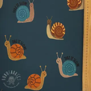 Kosmatena prevešanka Snails petrol digital print