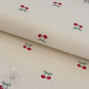 Bombažna tkanina FLANNEL Cherries natural