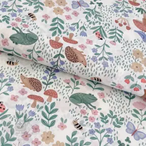 Bombažna tkanina Animals in the garden design A digital print