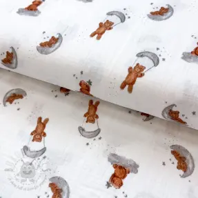 Dvoslojna gaza/muslin Bears white digital print