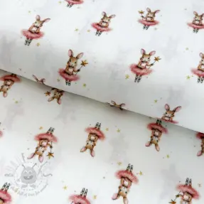 Dvoslojna gaza/muslin Bunnies white digital print