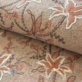Plaščevina WOOLY EMBROIDERY Glory beige