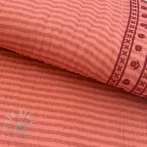 Dvoslojna gaza/muslin EMBROIDERY 1 SIDE BORDER peach