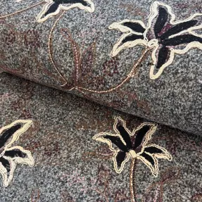 Plaščevina WOOLY EMBROIDERY Petra grey