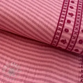 Dvoslojna gaza/muslin EMBROIDERY 1 SIDE BORDER pink
