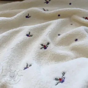 Plaščevina TEDDY EMBROIDERY Flora ecru