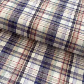 Viskoza z lanom YARN DYED Checks Old fashion blue