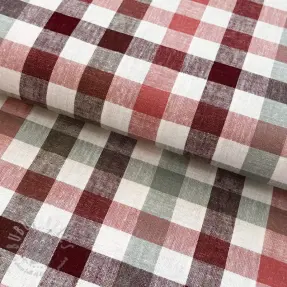 Viskoza z lanom YARN DYED Checks burgundy