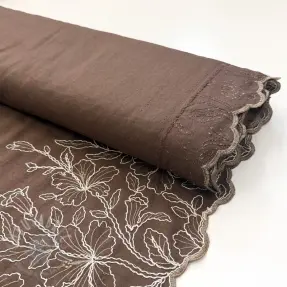 Viskoza z lanom ONE-SIDE BORDER Floweria brown