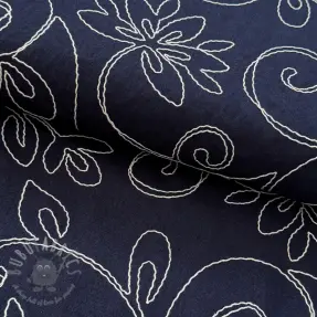 Viskoza z lanom EMBROIDERY Flora navy