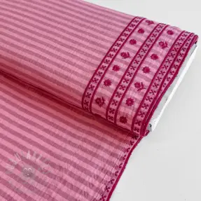Dvoslojna gaza/muslin EMBROIDERY 1 SIDE BORDER pink