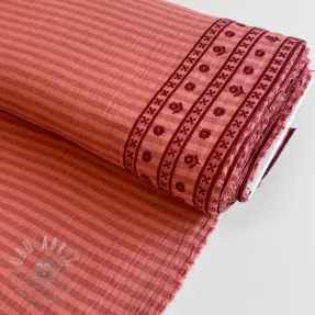 Dvoslojna gaza/muslin EMBROIDERY 1 SIDE BORDER peach
