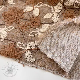 Plaščevina WOOLY EMBROIDERY Petra beige