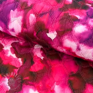 Prešita tkanina Aquarel nature gradini pink