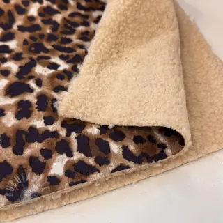 Plaščevina TEDDY SUEDE Panther LEO cognac
