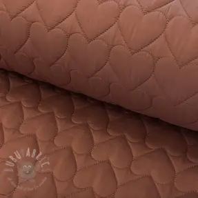 Prešita tkanina WATERPROOF Hearts brown