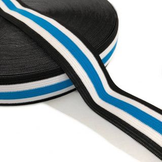 Elastika gladka 3 cm Side stripe aqua