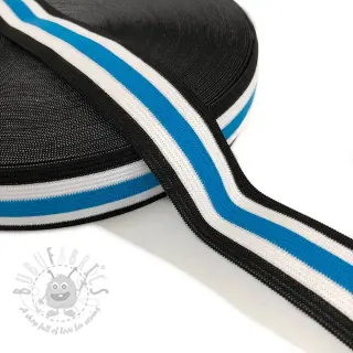 Elastika gladka 3 cm Side stripe aqua