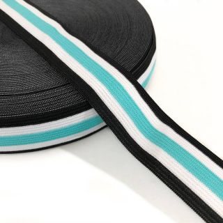 Elastika gladka 3 cm Side stripe mint