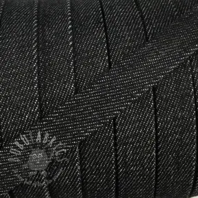 Bombažna vrvica ploska 15 mm Denim black