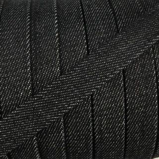 Bombažna vrvica ploska 15 mm Denim black