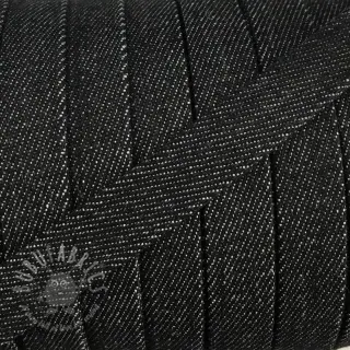 Bombažna vrvica ploska 15 mm Denim black