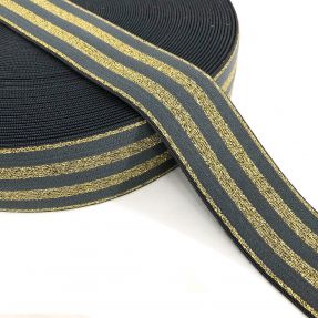 Elastika gladka 4 cm LUREX GOLD dark grey