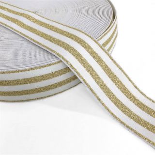 Guma hladká 4 cm LUREX GOLD off white