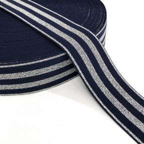 Elastika gladka 4 cm LUREX SILVER dark blue