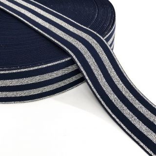 Elastika gladka 4 cm LUREX SILVER dark blue