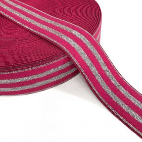 Elastika gladka 4 cm LUREX SILVER fuchsia