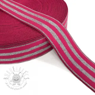 Elastika gladka 4 cm LUREX SILVER fuchsia