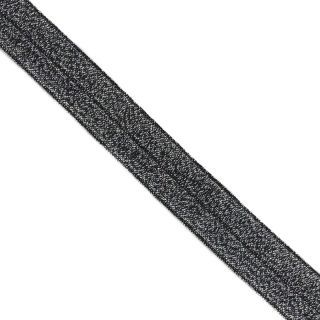 Elastični poševni trak z bleščicami 20 mm black