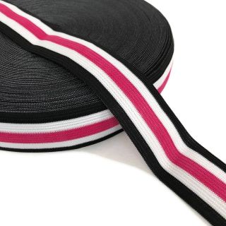 Elastika gladka 3 cm Side stripe fuchsia