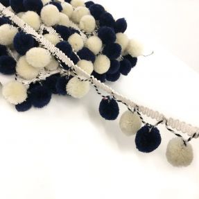 Pompom BIG cream/blue