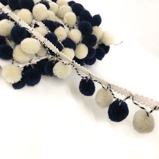 Pompom BIG cream/blue