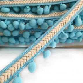 Pompom Herringbone aqua