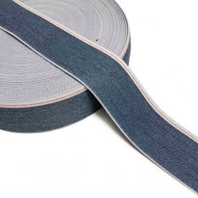 Elastika gladka 4 cm JEANS WHITE STRIPE blue