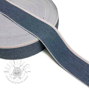 Elastika gladka 4 cm JEANS WHITE STRIPE blue