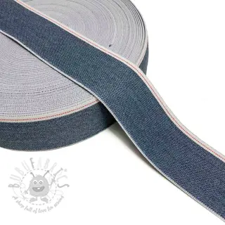 Elastika gladka 4 cm JEANS WHITE STRIPE blue