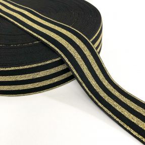 Elastika gladka 4 cm LUREX GOLD black