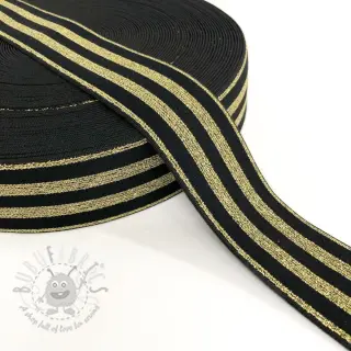 Elastika gladka 4 cm LUREX GOLD black
