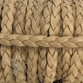 Semišasta vrvica pletena taupe