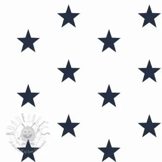 Bombažna tkanina Stars white/navy
