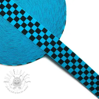 Elastika 4 cm karo jacquard aqua