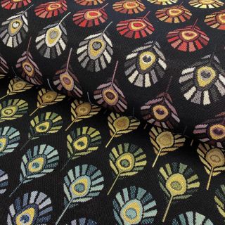 Gobelin tkanina Peacock Feather Bow black