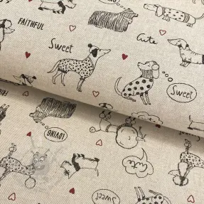 Dekorativno blago Linenlook Sweet doggie friends