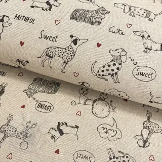 Dekorativno blago Linenlook Sweet doggie friends